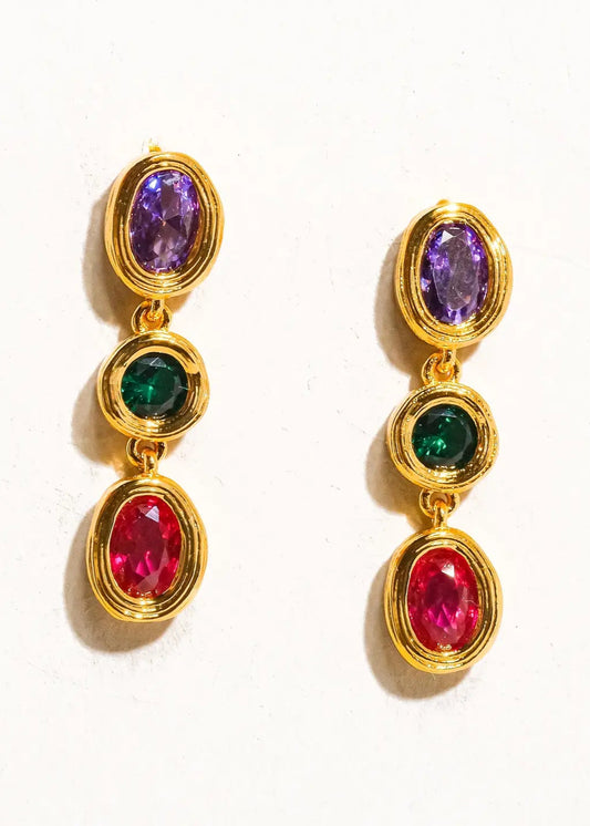 Brunwyn Gold Multi Stone Cz Drop Earring