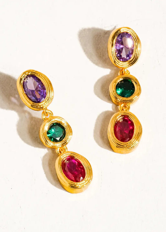 Brunwyn Gold Multi Stone Cz Drop Earring