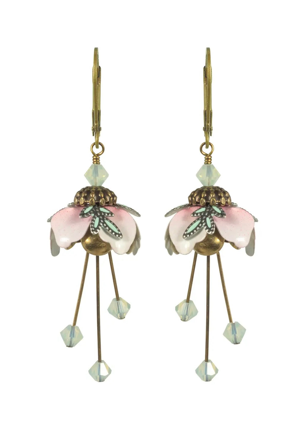 Painted Sakura Cherry Blossom Earrings Crystal