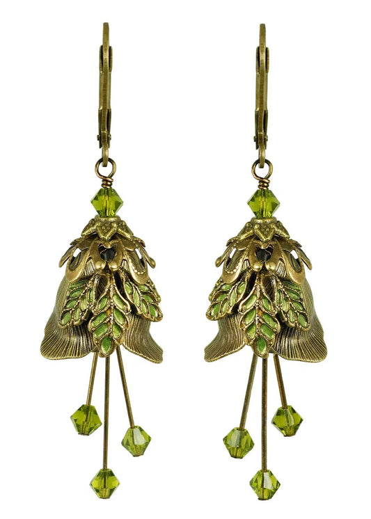 Flower Fairy: Rose Flower Hand Painted Leaves Earrings