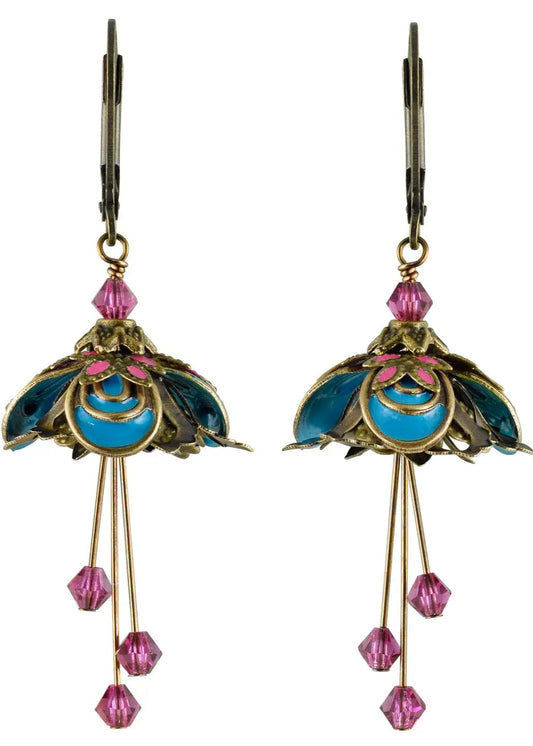 Flower Fairy: Hand Painted Masquerade Earrings W Crystals