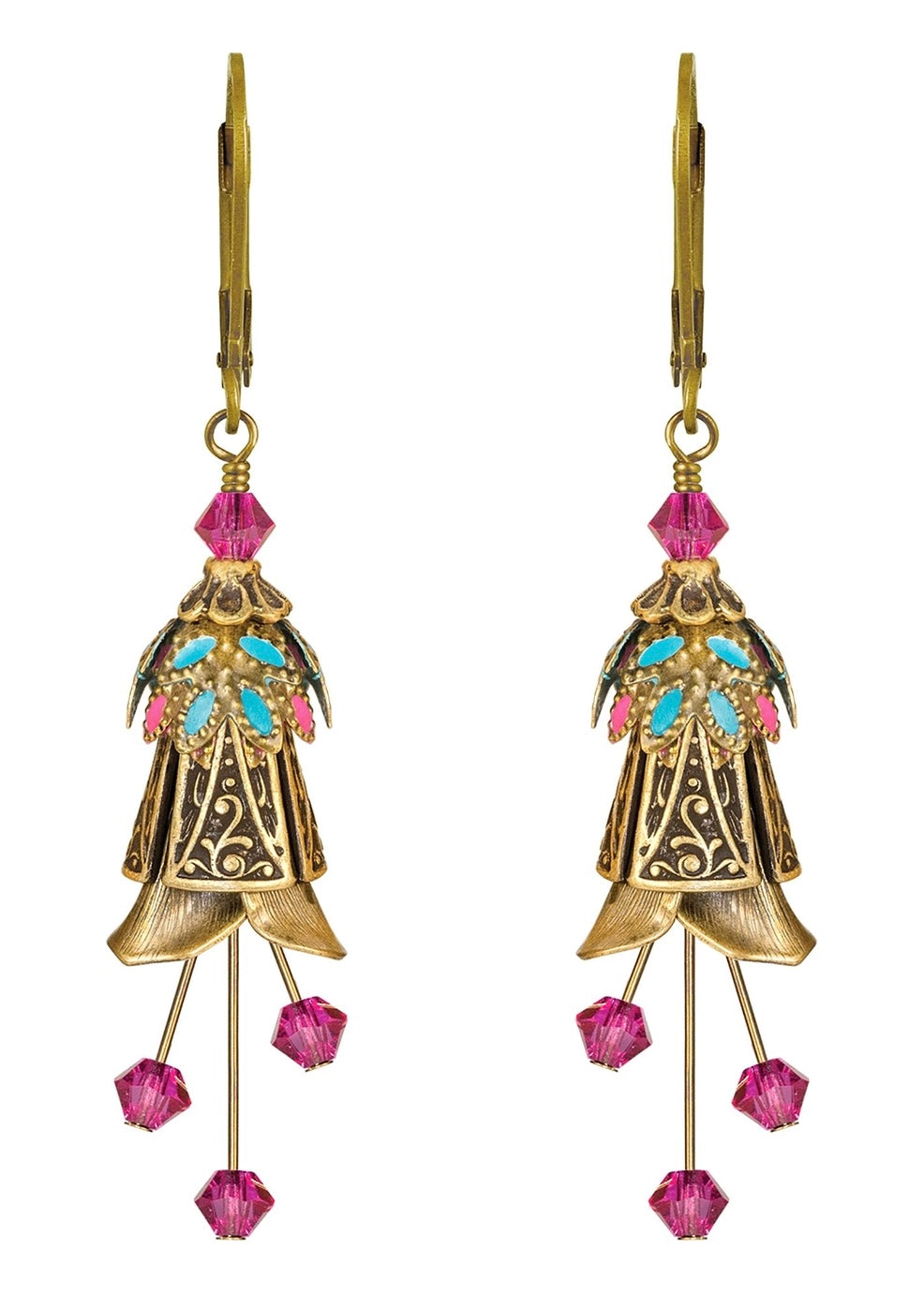 Painted Whimsical Celtic Earrings With Crystals