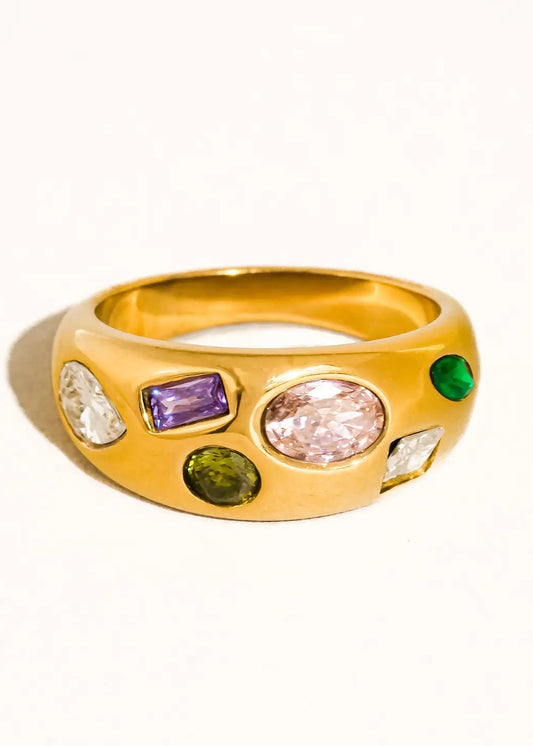 Colorful Cz Dome Ring