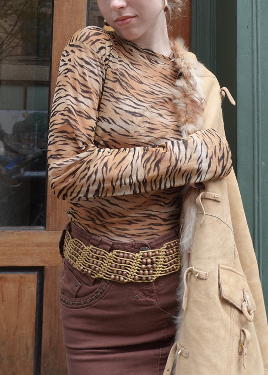 Sheer Tiger Print Long Sleeve