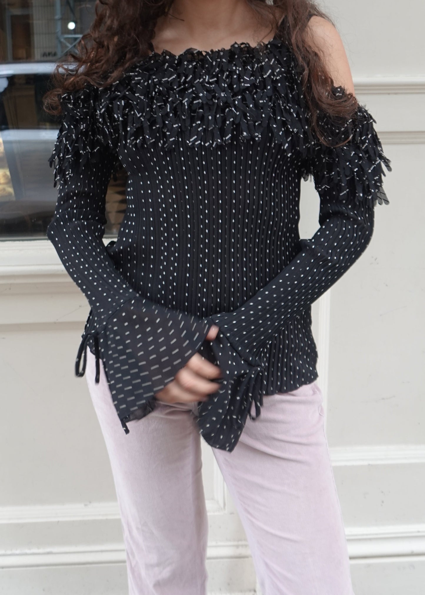 Kaelyn-Max Fringe Textured Blouse