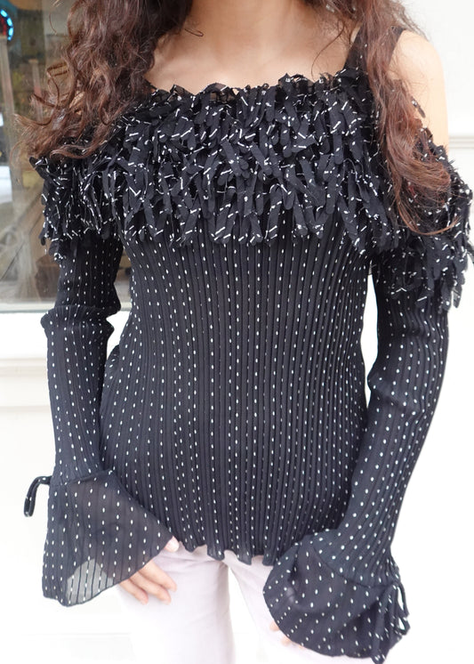 Kaelyn-Max Fringe Textured Blouse