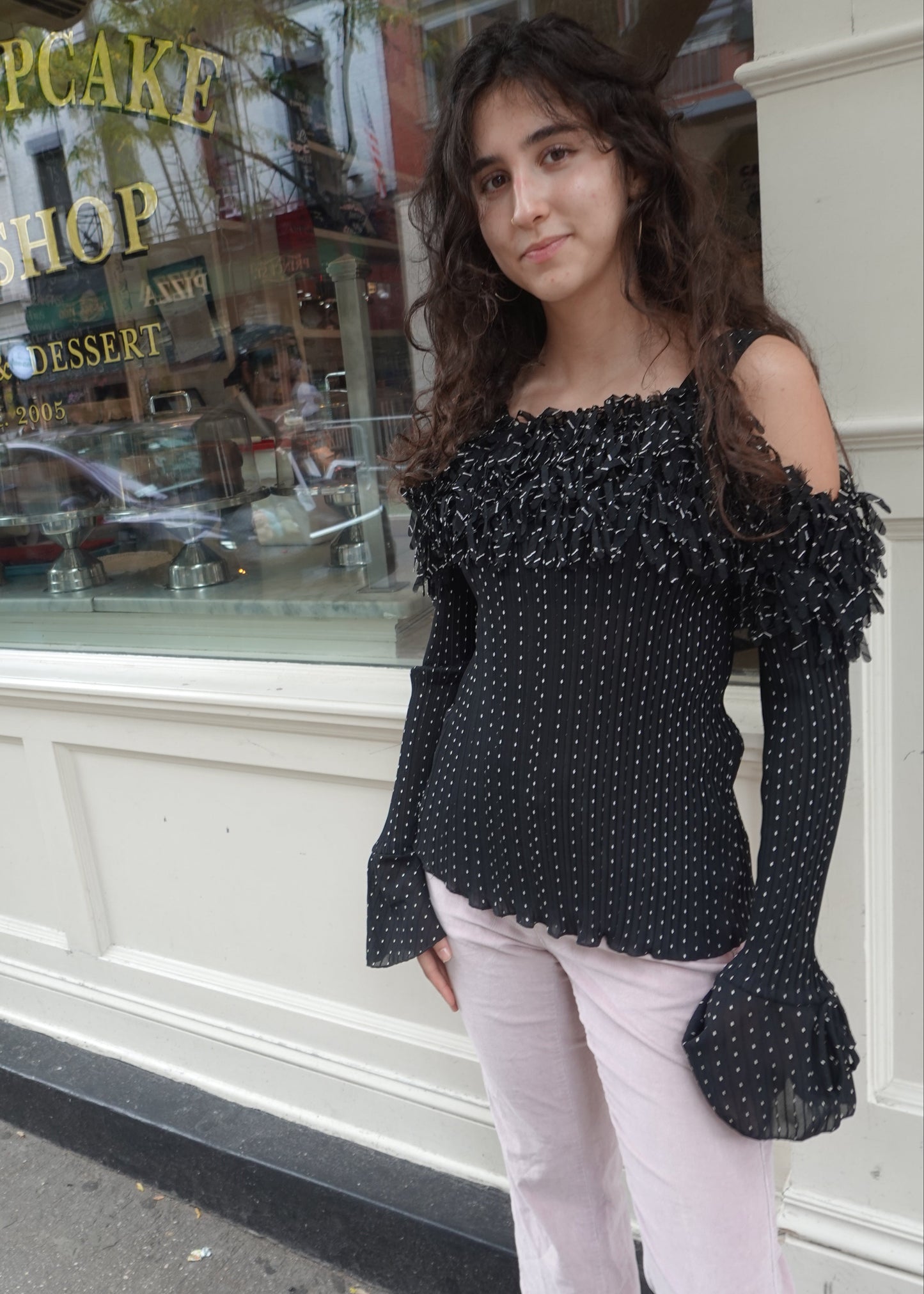 Kaelyn-Max Fringe Textured Blouse