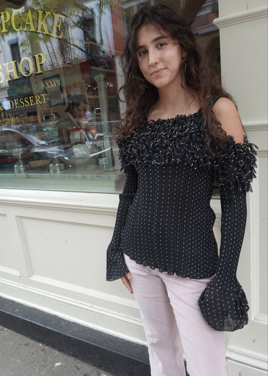 Kaelyn-Max Fringe Textured Blouse