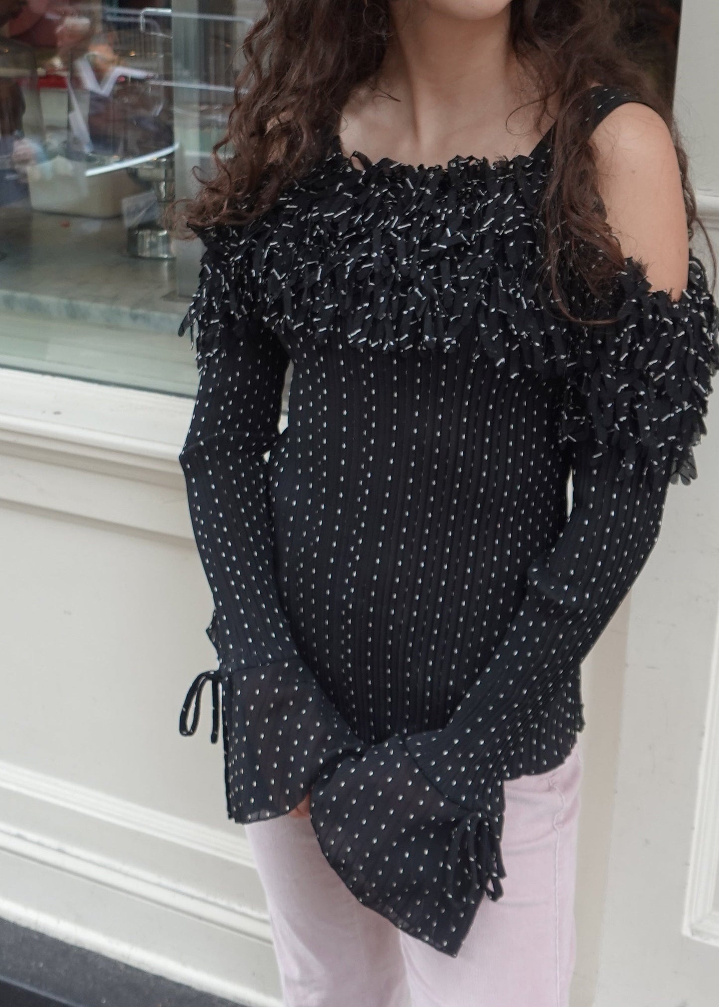 Kaelyn-Max Fringe Textured Blouse