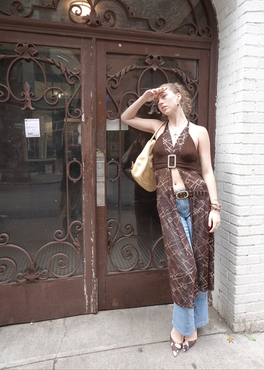 Brown Glitter Halter Tunic