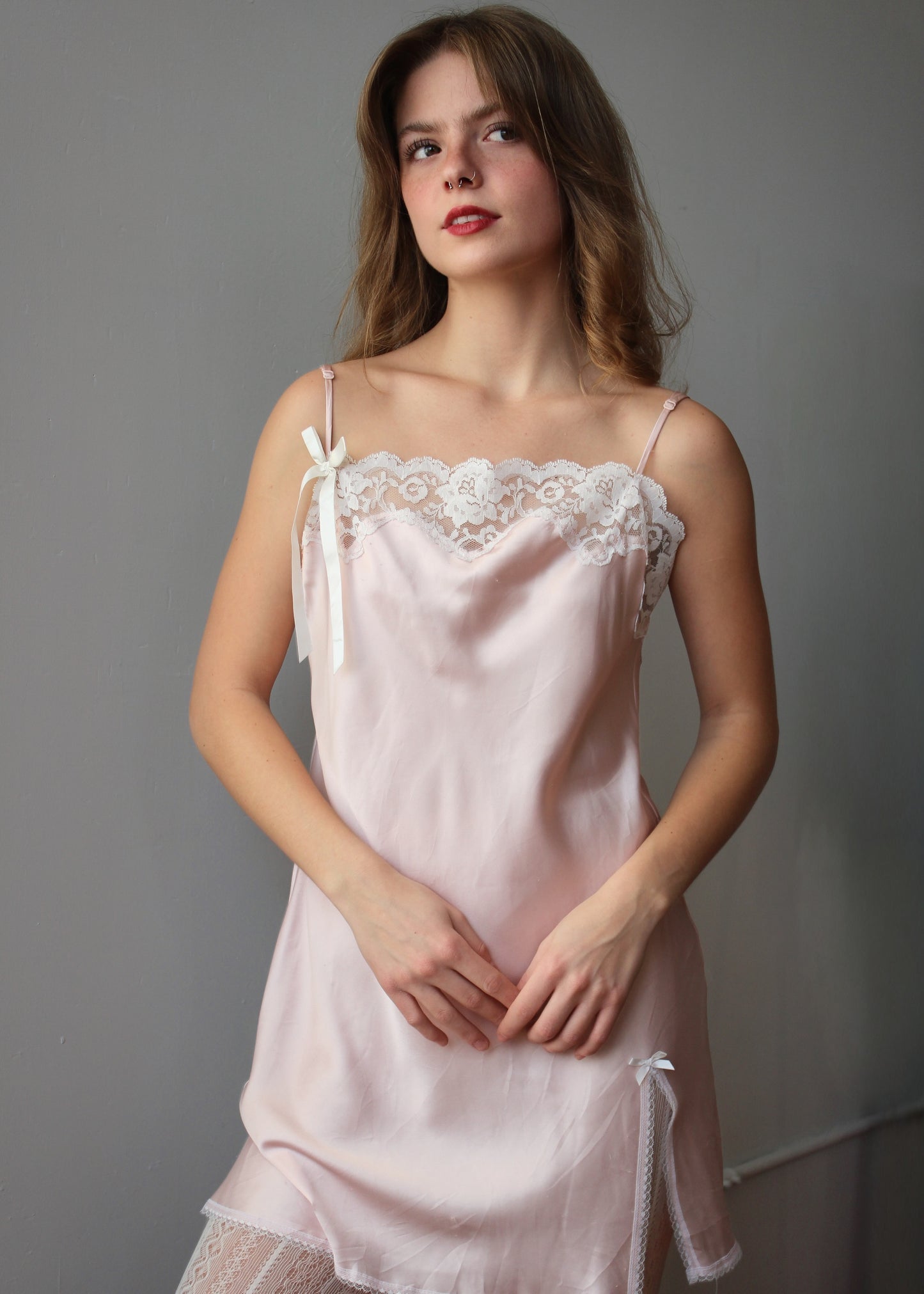 Victoria's Secret Angels Pink and White Lace Slip