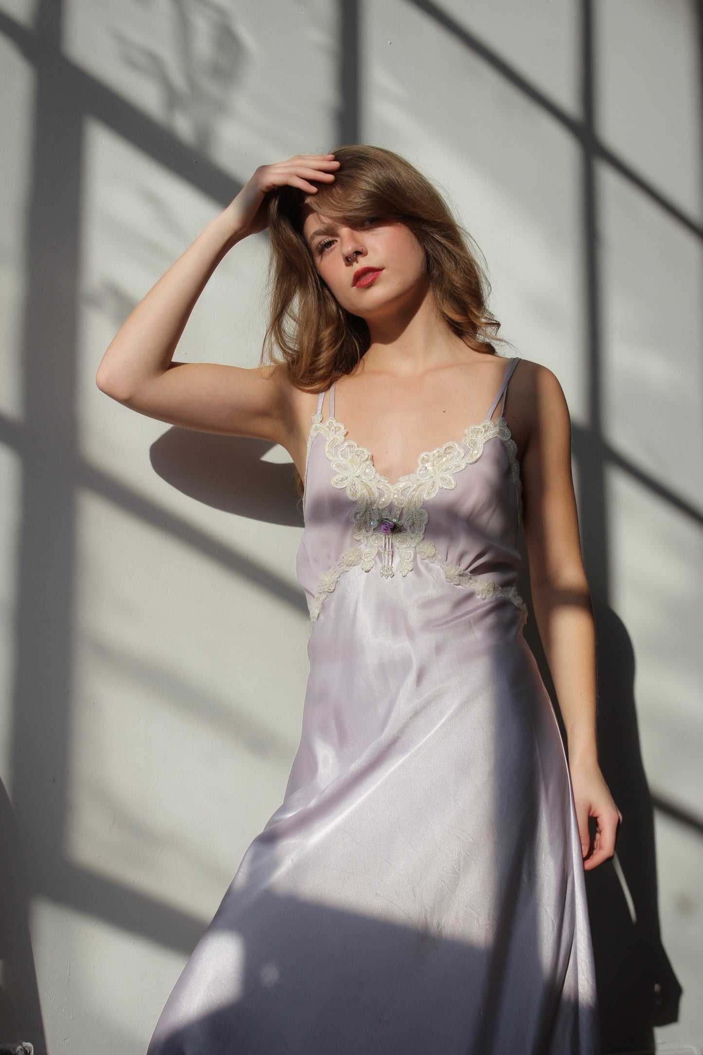 Private Luxuries Lavender Beaded Slip Dress