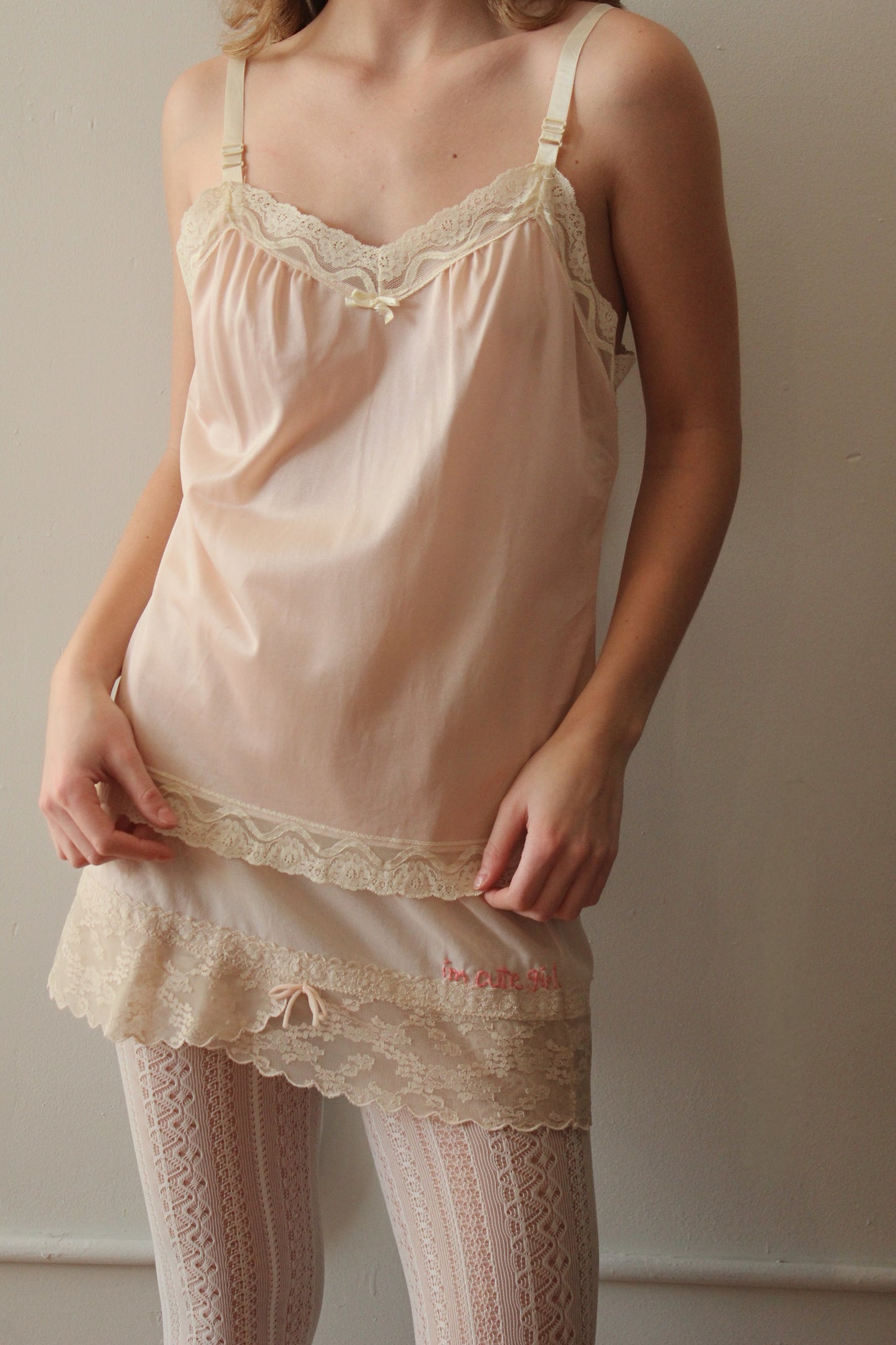 Pink Lace Trim Cami