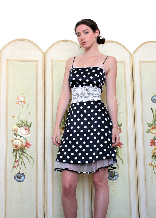 Finesse Polka Dot & Lace Dress