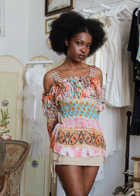 Kaelyn Max II Multi Colored Off-the-Shoulder Ruffle Top