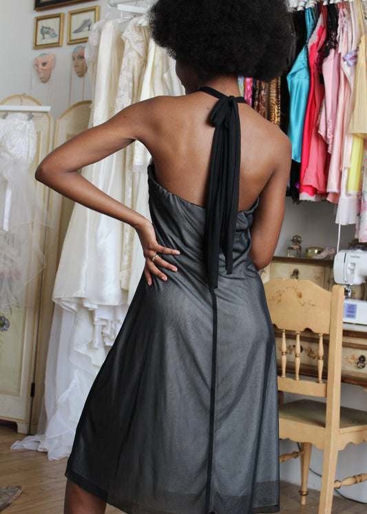 Taboo Black and White Halter Dress