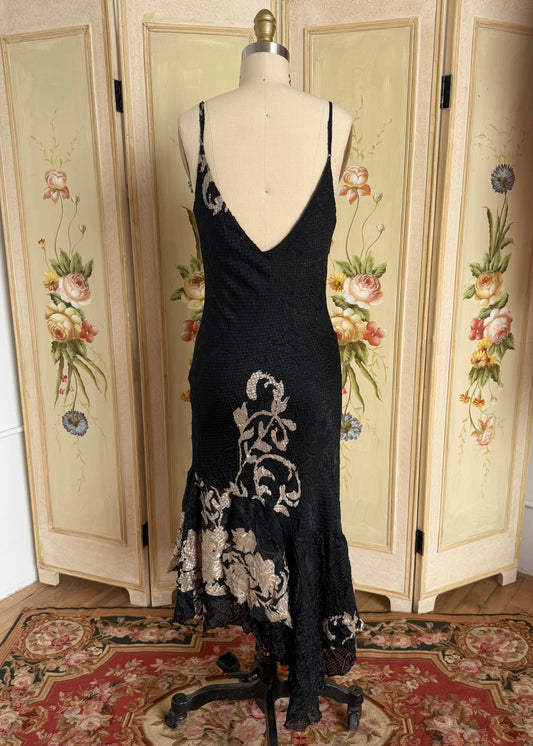 Black and Gold Sequin Maxi Dress