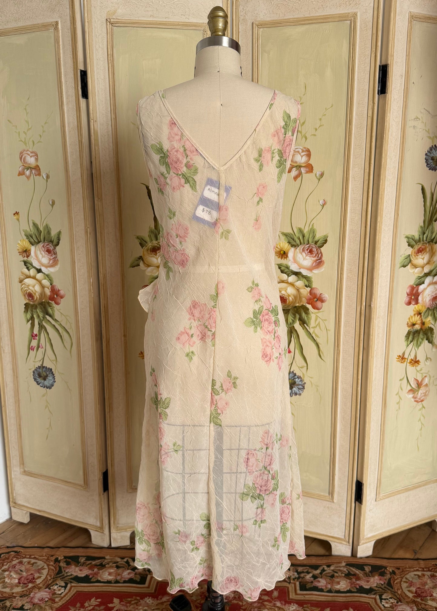 Sheer Rose V-Neck Dress