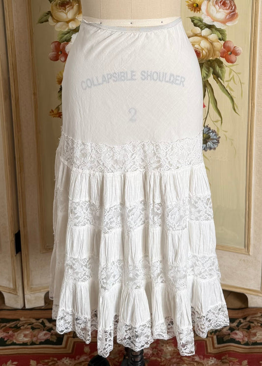 1970's White Lace Prairie Skirt