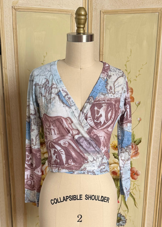 Y2K Deadstock Map Wrap Top