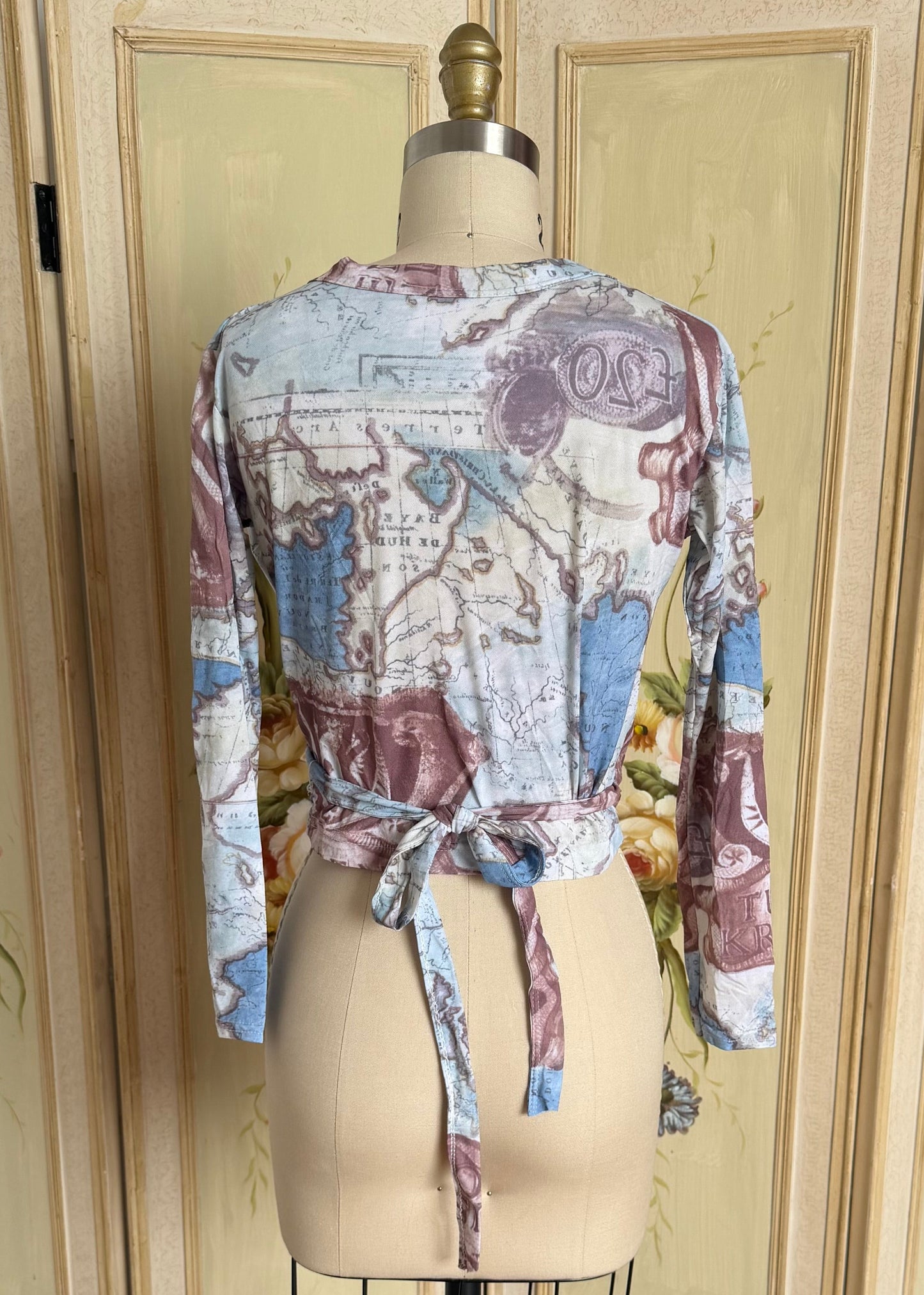 Y2K Deadstock Map Wrap Top