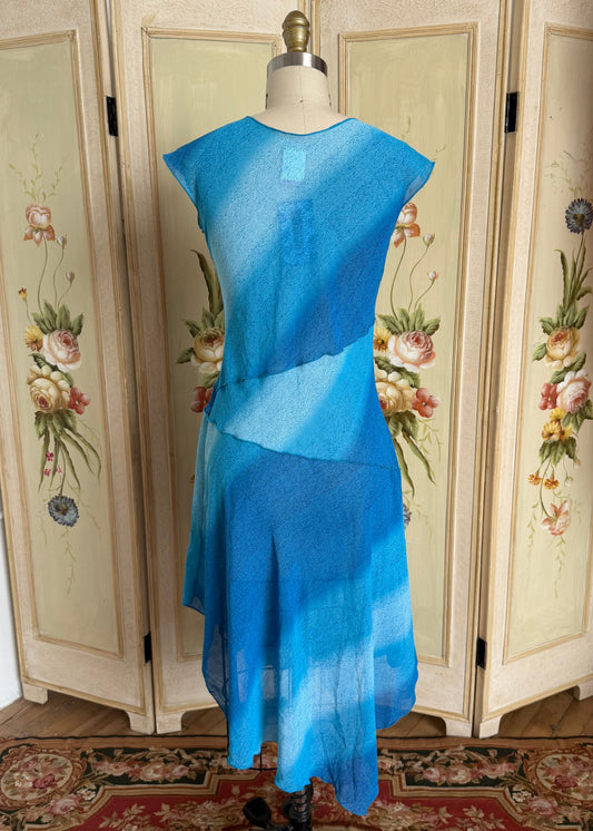 Aqua Tiered Sheer Dress