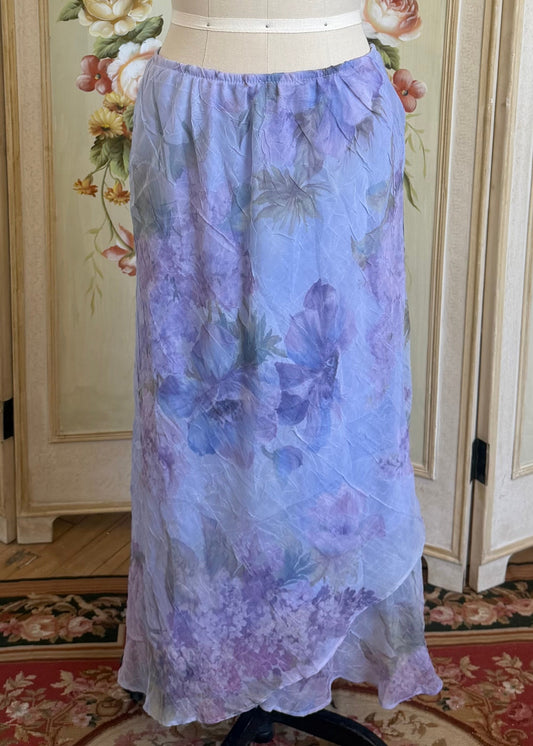 Purple Floral Midi Skirt