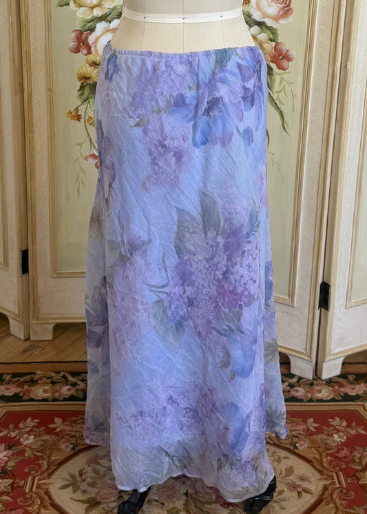 Purple Floral Midi Skirt