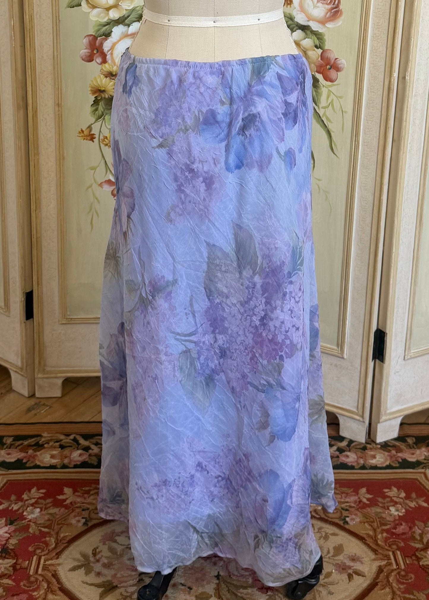 Purple Floral Midi Skirt