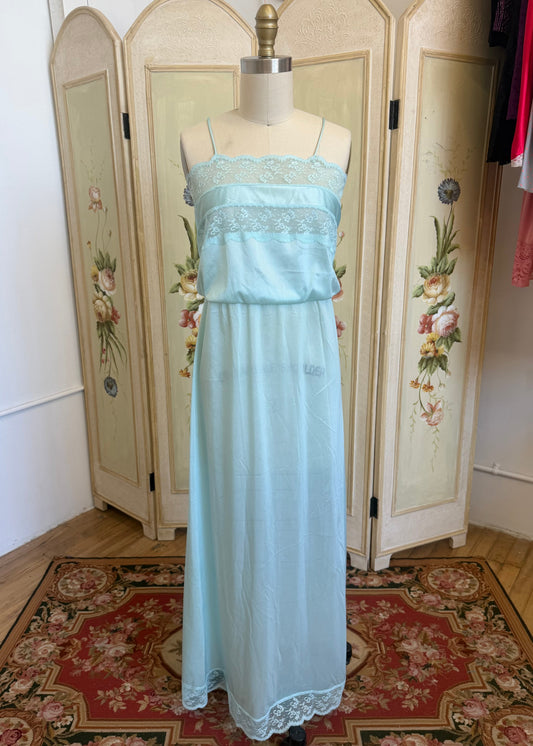Teal Lace Slip Dress