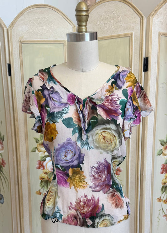 Floral Ruffle Flowy Top