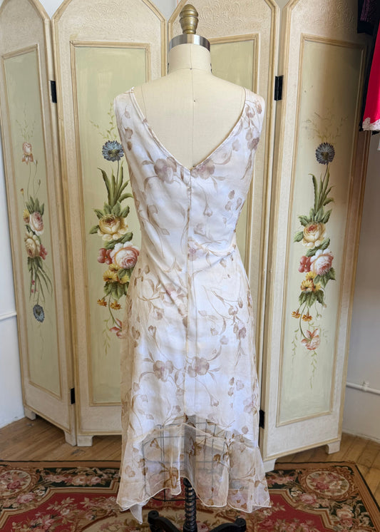 Cream Floral Midi Dress