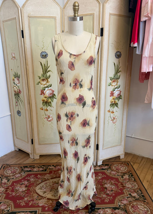 Tan Sheer Dress with Roses