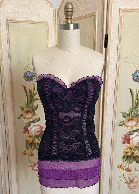 Purple and Black Bustier Top