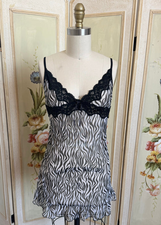 Zebra Mesh Slip Dress