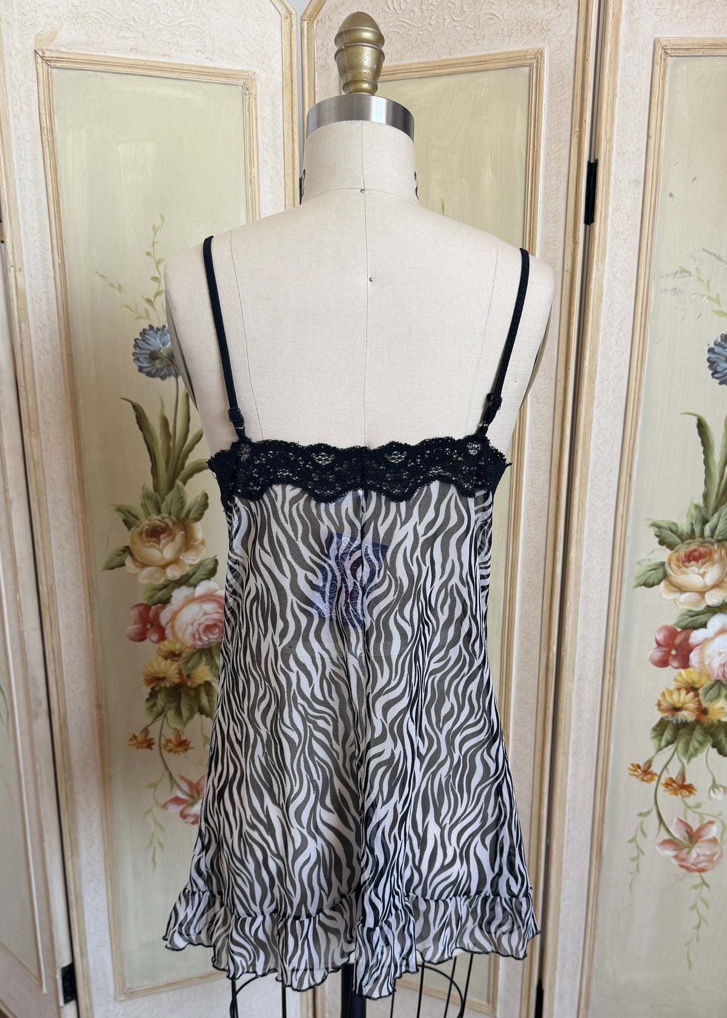 Zebra Mesh Slip Dress
