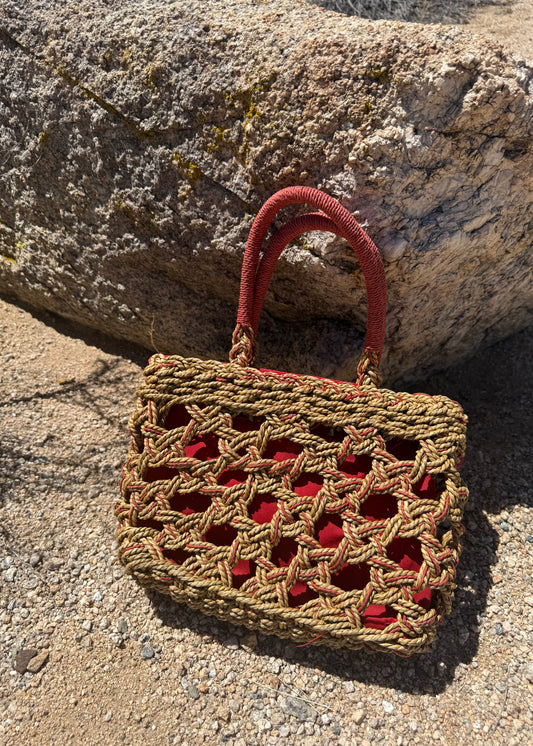 Red and Brown Woven Bag