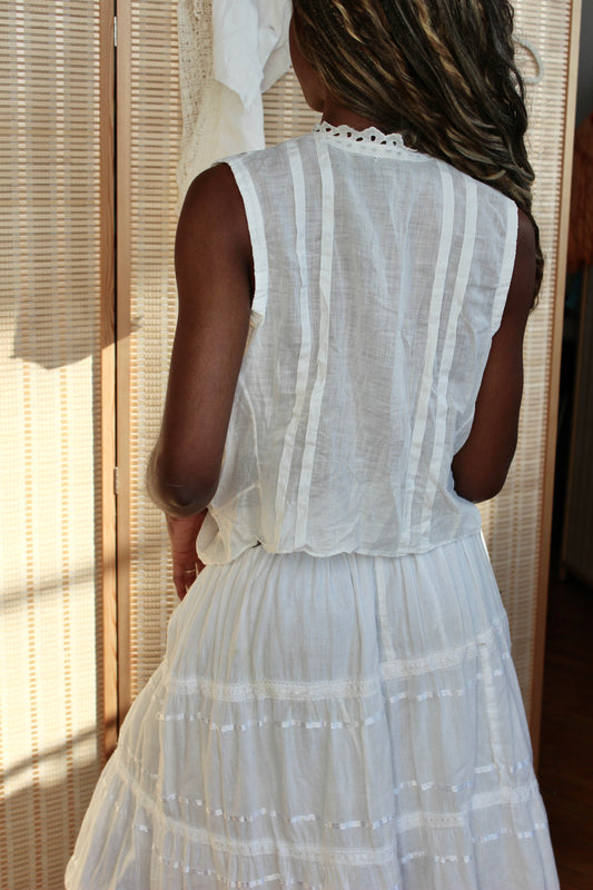 Antique Edwardian Lace Corset Cover (c. late 1800s) — As Is