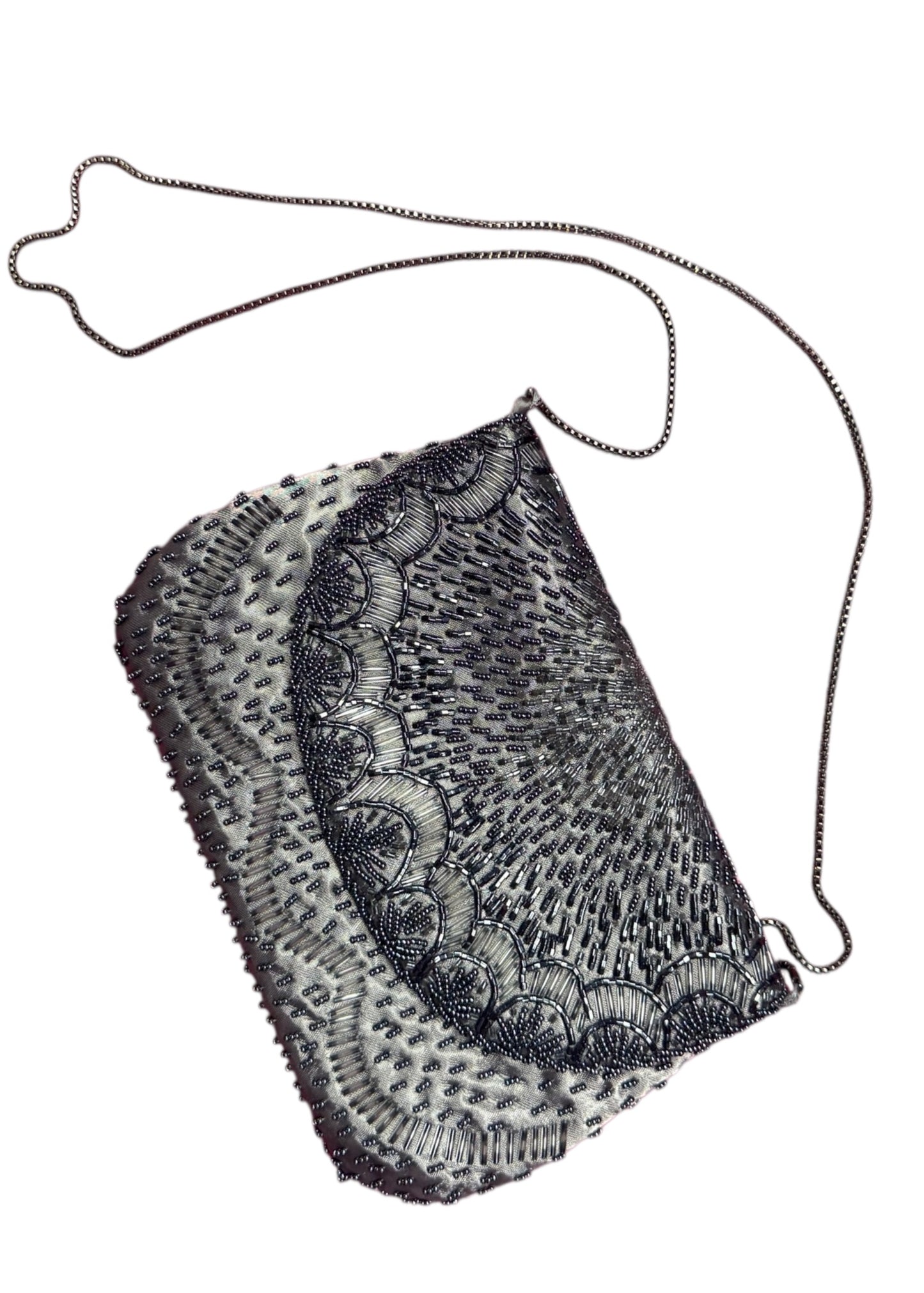 Silver Beaded Evening Bag
