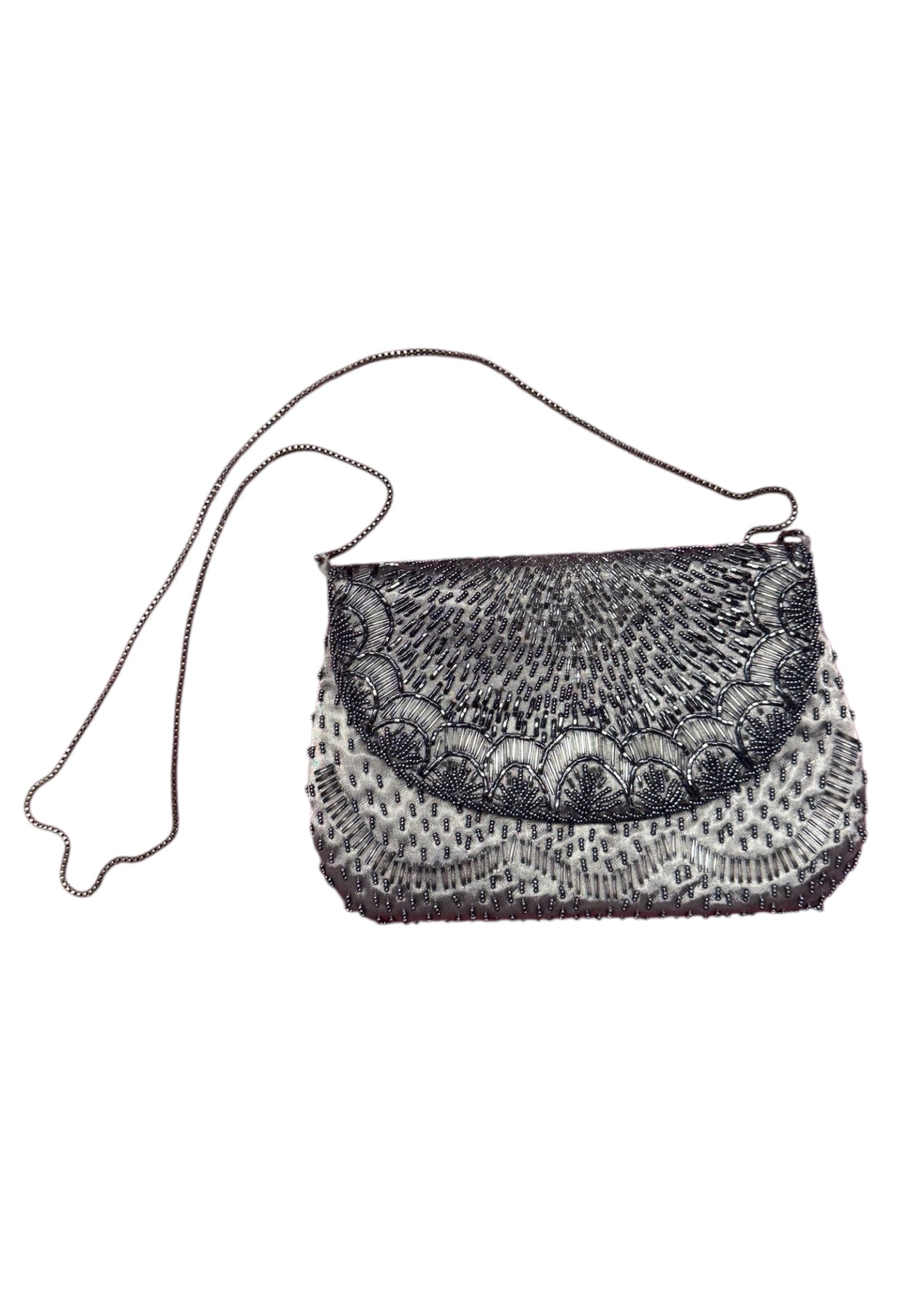 Silver Beaded Evening Bag