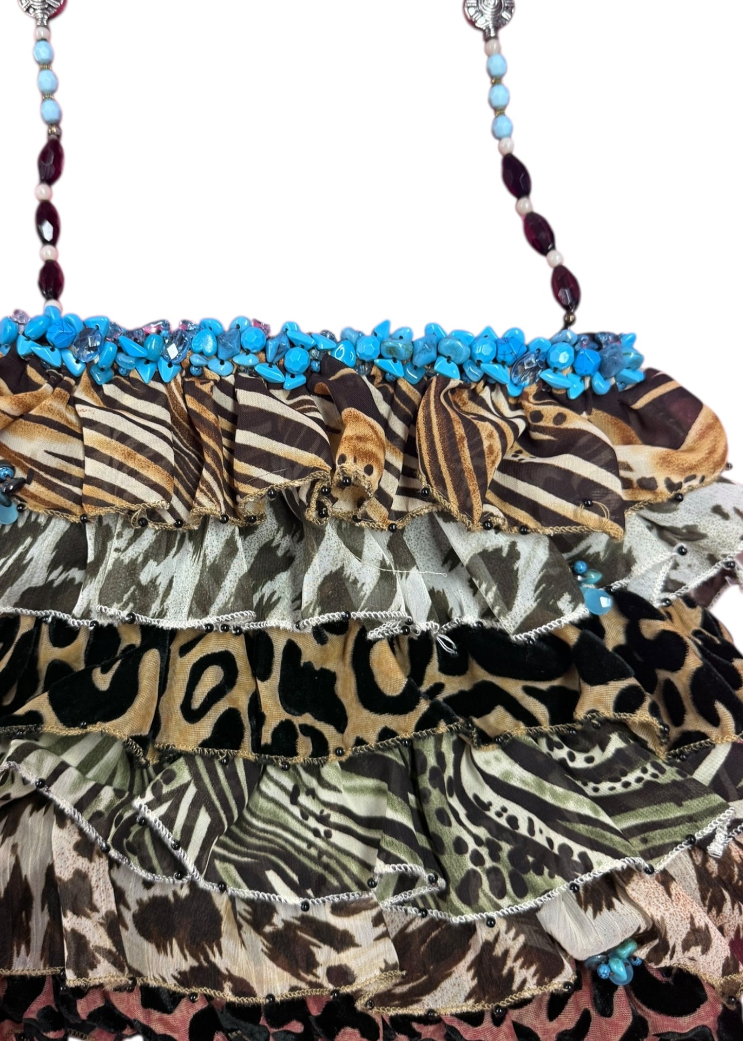 Mary Frances Animal Print and Turquoise Bag