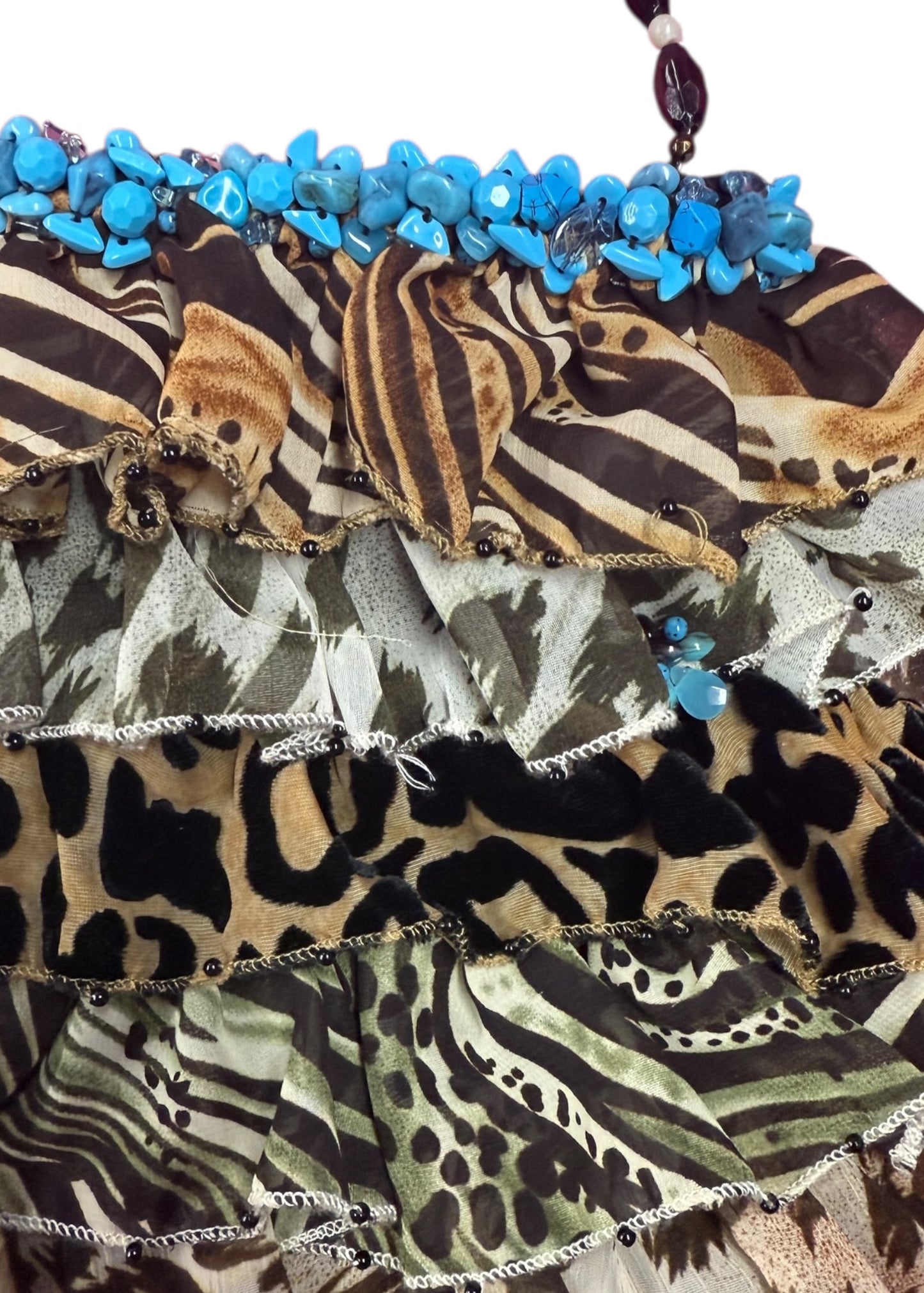 Mary Frances Animal Print and Turquoise Bag