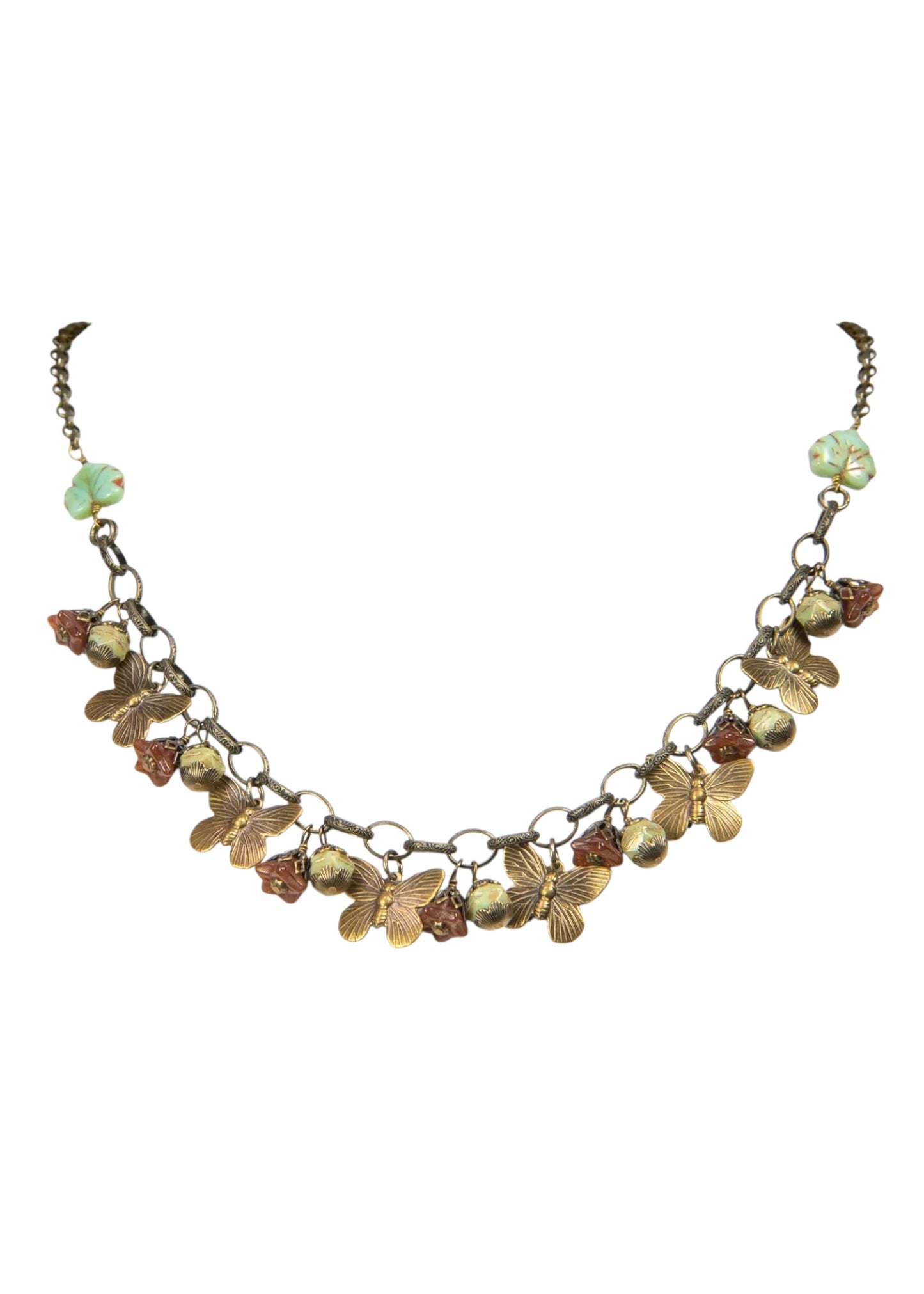 Vintage Brass Necklace - Gypsy Butterfly Necklace