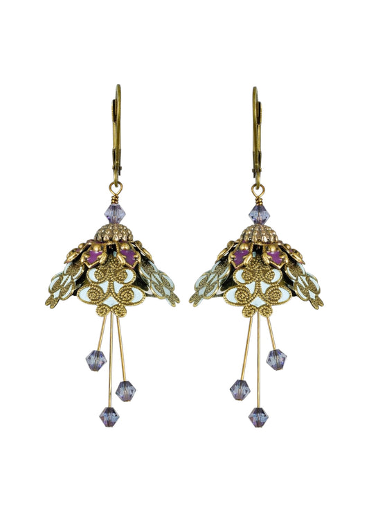 Painted Intricate Swirl Earrings With Crystals