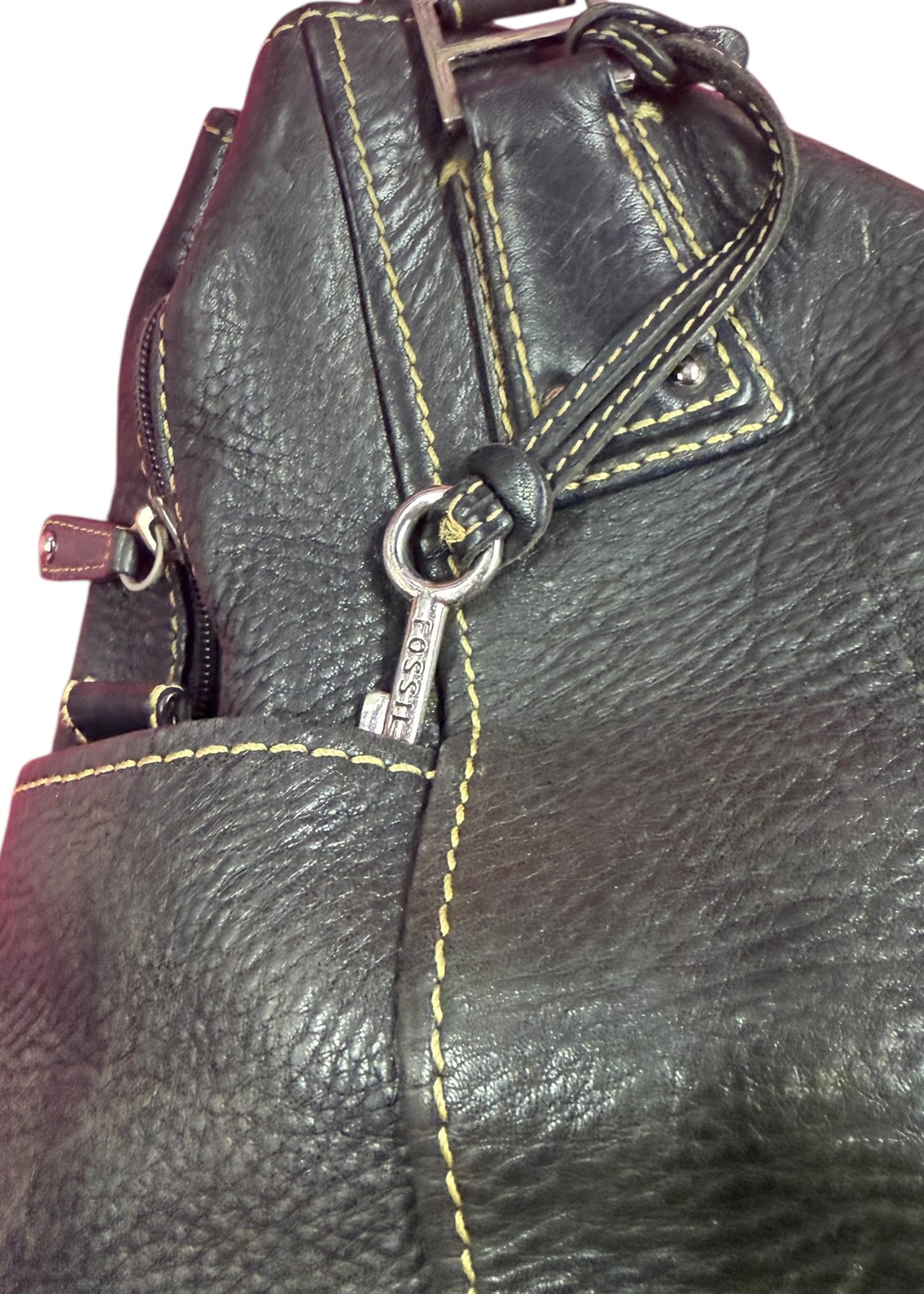 Black Leather Fossil Bag