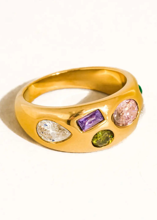 Colorful Cz Dome Ring