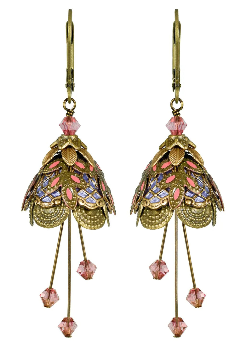 Hand Painted Art Deco Earrings with Crystals