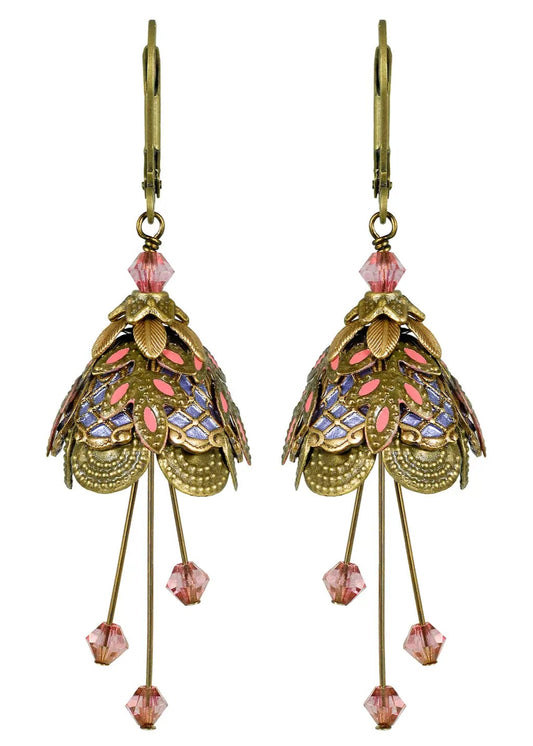Hand Painted Art Deco Earrings with Crystals