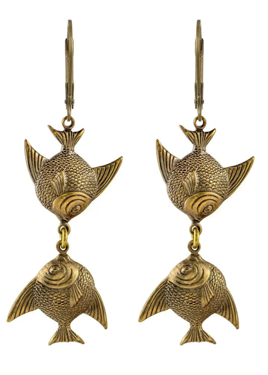 Tropical Vacation: Kissing Fish Gourami Tang Dangle Earrings