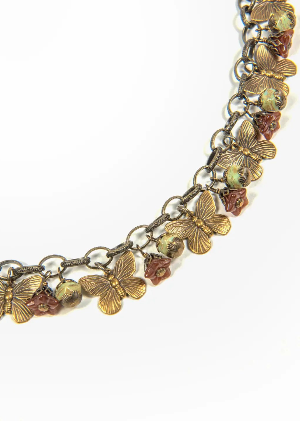 Vintage Brass Necklace - Gypsy Butterfly Necklace